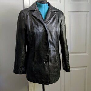 Ladies black leather blazer